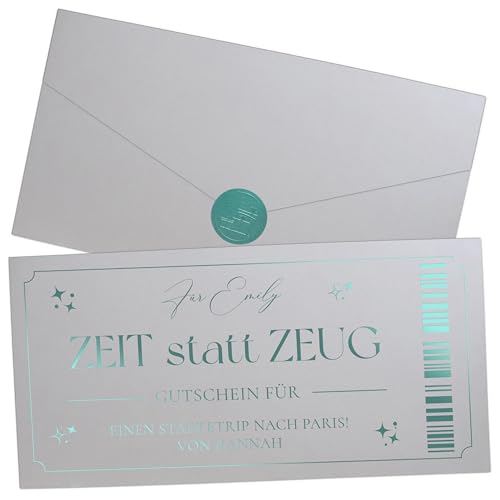 Joli Coon Personalisierter Zeit statt Zeug Gutschein - personalisierter Gutschein schenken - für gemeinsame Zeit Ticket Silber Joli Coon Personalisierter Zeit statt Zeug Gutschein - personalisierter Gutschein schenken - für gemeinsame Zeit Ticket Silber