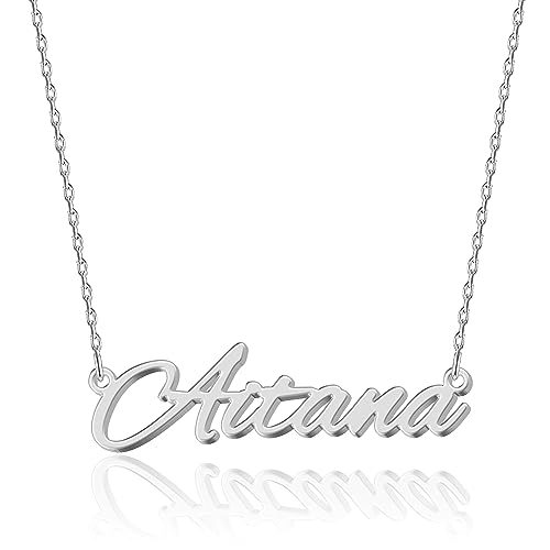 UMAGICBOX Collar de Plata Personalizado con Nombre Aitana - Colgante de Acero Inoxidable Grabado a Medida para Mujeres - Regalo para Cumpleaños, Aniversarios, Graduaciones y Día de San Valentín