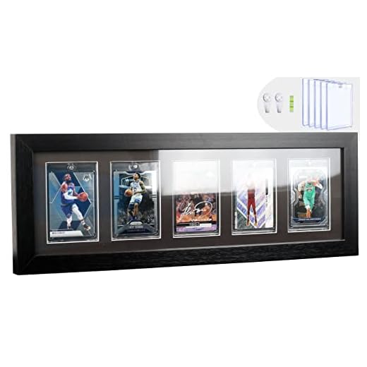 Bivitre Trading Card Display Frame - Wall Mount Baseball Card Display Case with UV Protection Magnetic Card Holder for 5 Standard Cards, Display for Basketball Football Hockey Pokemon MTG Yugioh