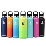 HYDRO CELL Stainless Steel Water Bottle with Straw & Standard Mouth Lids (32oz 24oz 20oz 16oz) Keeps