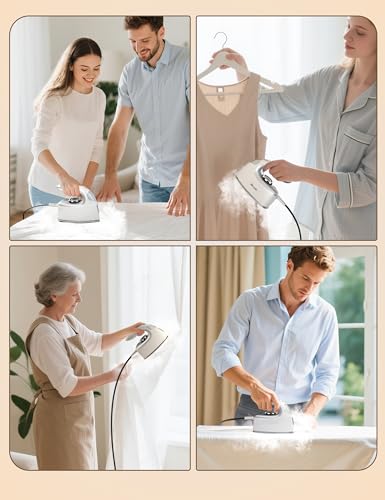 Image of 1000W Mini Travel Steam Iron, Portable Small Iron for Quilting & Sewing, Non-Stick Soleplate, 300 Steam Holes, 90ml Tank