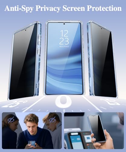 Image of GVIEWIN for Samsung Galaxy S25 Ultra Case, [Slide Camera Cover & Built-in Anti-Spy Privacy Screen Protector] [2 Front Frames] Shockproof Military Grade Marble Phone Case for S25 Ultra 6.9 inch(Star Abyss)
