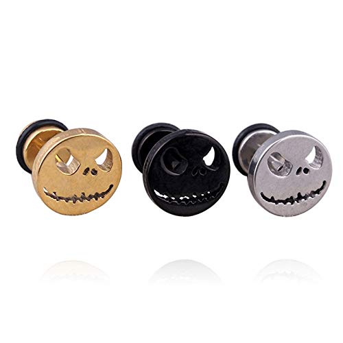 Lannmart Fashion Titanium Ear Studs Earrings Halloween Nightmare Skull Silver Gold Black Women New