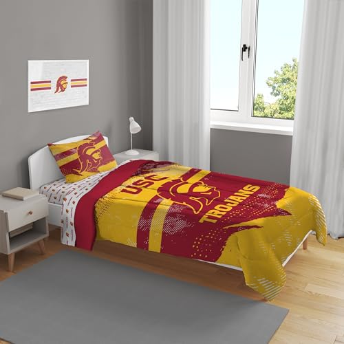 NCAA USC Trojans Slanted Stripe 4 PC Twin Bed in a Bag