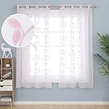 ❤Ein Paket enthält 2 Stück gestickte halbtransparente Vorhänge. Größe: Ca. 175x140 cm in HöhexBreite. Die transparente Gardinen mit modernem Design haben 8 Metallösen zum einfachen Aufhängen und Anbringen an dekorativen Stangen.