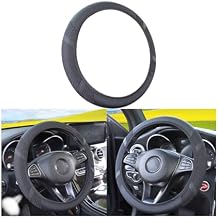 Zipelo Elastic Stretch Car Steering Wheel Cover, Leather Breathable Vehicle Steer Wheel Protective Guard, Anti-Slip Automotive Steer Wheel Protector Accessories, Universal for Most Cars Black