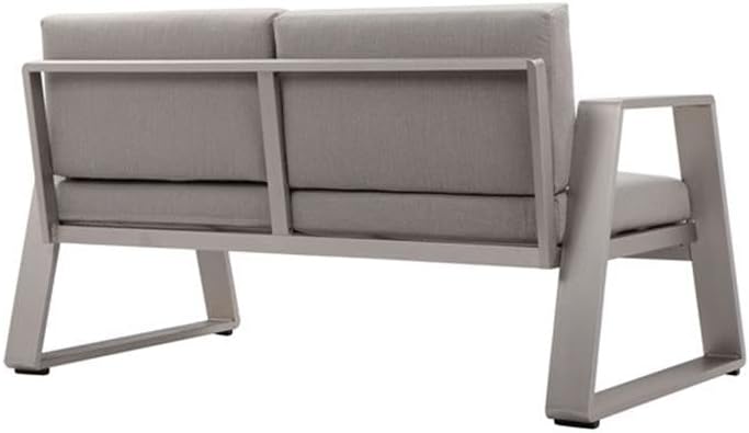 Pemberly Row 57 Inch Outdoor Sofa, Aluminum Frame with Powder Coated Gray Finish, Fade and Weather Resistant Cushions, Modern Track Arms, Contemporary Patio or Backyard Seating for Relaxation