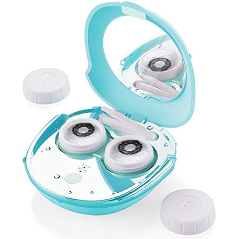 Contact Lens Cleaner, OFONE Fast Vibration Rechargeable Contact Lens Cleaner Case with Mirror & Remover Applicater Portable Contact Lens Cleaning Machine for Travel & Home (Blue) Cover