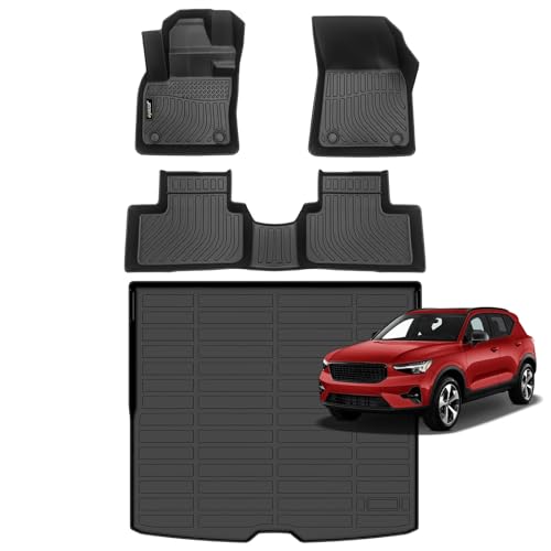 Jenofa-Floor Mats for Volvo XC40 2019-2025 (No Recharger) Cargo Mat Car Mats for Volvo XC40 All Weather Floor Liner Custom Fit Automotive Non-Slip Waterproof High Edge Protection Full Set Accessories by JENOFA - Used condition - US$84.21