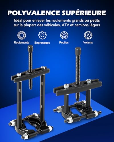 Orion Motor Tech 14 Pièces Kit de Séparateur de Roulements Capacité 5 Tonnes Kit d'Extraction de Roulements de Roue de Pignon avec Mâchoires 5 cm et 7,6 cm avec Mallette Bleue – vue 3