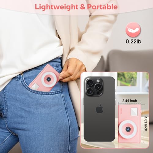 CIMELR Digital Camera, 48MP AutoFocus UHD 4K Vlogging Canera 16X Digital Zoom, Anti-Shake Portable Point and Shoot Kids Camera, Compact Small Camera for Kids Teens Boys Girls(Pink)