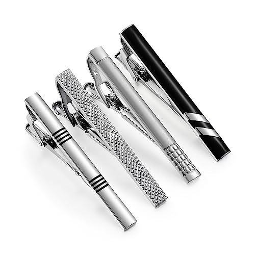 NSUQOA JSEIAJB Men's Classic Business Tie Clip Set Creative Silver Fashion Tie Clip Black Men