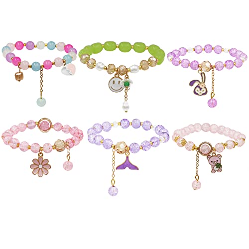 Princesse Collier Bracelets Set,Bijoux Enfants fille,Bracelet Bijoux Fille Coloré Bracelets Fille Bracelet Amitié Fille,pour Enfants Fille Sac de Fête Remplissage Amitié(pendentif aléatoire) Cover