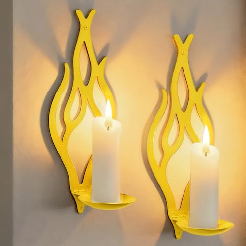 ZYIDBNG Wall Candle Sconces Set of 2, Modern Minimalist Metal