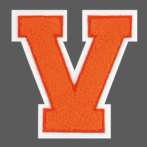 FANCIBAND 4.5 Inch Chenille Varsity Letter Patches Orange Iron On Letters