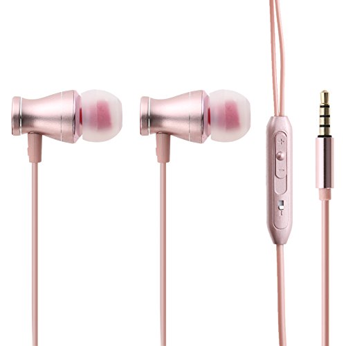 Preisvergleich Produktbild Demiawaking Metall Headset Telefon Lied mit Mikrofon Kopfhörer Universal Headset (Rose Gold)