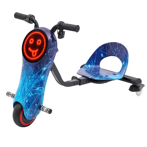 Triciclo Electrico para Niños 180W Drift Triciclo Scooter Eléctrico Luz LED Delantera Freno Electrónico 8-12km Autonomía 50kg Electric Drift Trike 3 Velocidades con Cargador