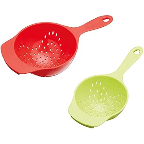 Brandobay Plastic Mini Colanders Set 2 Pack, 6.5 & 7.5 Inch Strainers For Pasta, Fruits & Vegetables Cover