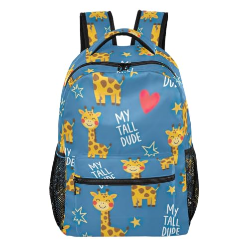 Sac à dos d'école ergonomique et léger à motif girafe de dessin animé