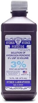 Hydrogen Peroxide Solution 3% First Aid Medical Antiseptic and Multipurpose Cleaner 16oz Topical Wash for Cuts & Scrapes (2)