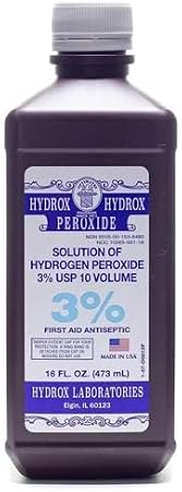 Hydrogen Peroxide Solution 3% First Aid Medical Antiseptic and Multipurpose Cleaner 16oz Topical Wash for Cuts & Scrapes (2)