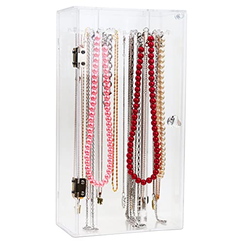 TOPINCN Acrylic Necklace Holder With 24 Hooks Jewelry Stand Necklace Holder Dustproof Rotation Jewelry Storage Stand Display Case Clear Necklace Organizers (square necklace holder)