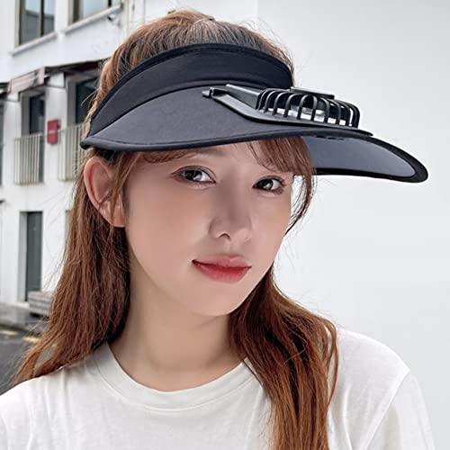 Sun Visor Hat with Fan for Women Men Kid Summer Hat USB Charing Sunscreen Cap UVProtection Children's Rechargeable Fan for Summer Outdoor Travel Black..3
