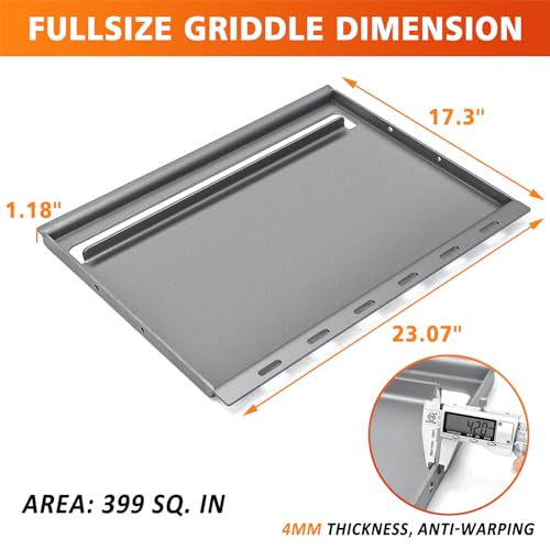 Full Size Rectangular Griddle for Weber Spirit I & II 300 Grills - Flat Top Griddle Insert for Spirit E/S-310, 315, 320, 330, Replacement for Weber Spirit 2 Grill, Carbon Steel, for Weber 6787 - Thumbnail 3