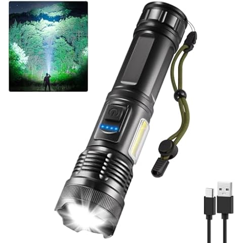 IkeeRuic 7Mode Flashlights High Lumens Rechargeable, 1Pack Tactical Flashlight High Powered, LED Flashlight Rechargeable, Super Bright Flashlight Adjustable, Flash Light for Emergency Home Cover