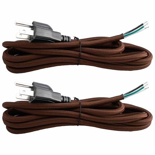 8 Feet 3 Prong Rayon Cloth Covered Replacement Lamp Cord with End Plug for Antique Lamp Repair DIY...