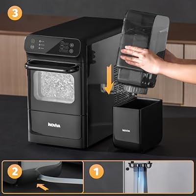 INOVIVA Nugget Ice Maker مع 1.2 Gallon Tank ، 40lbs / 24H Soft & Chewable Ice ، Automatic Water Supply ، Preset Time ، Self-Cleaning ، Multifunctional Pellet Ice Machine for Home & Kitchen