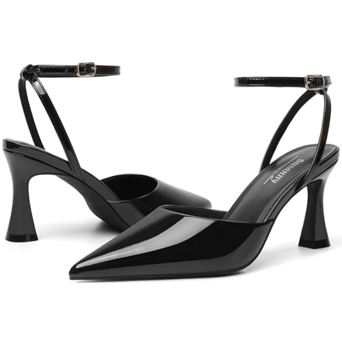 Image of Susanny Heels for Women Stiletto Closed Pointed Toe Backless Dress Shoes High Heels Sexy Kitten Pumps Wedding Guest Party Dance Prom Dressy Comfort Shoes