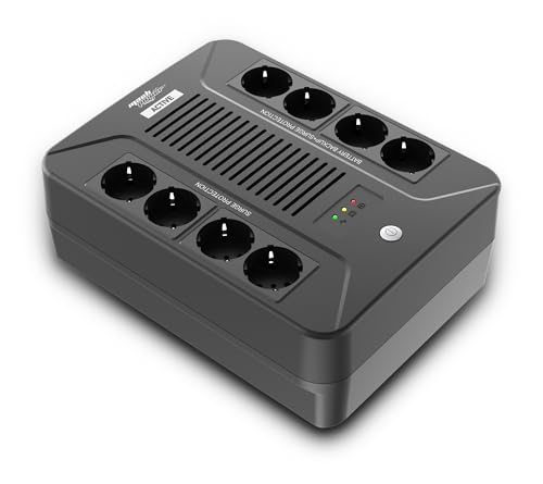 Mach Power UPS Line Interactive 850VA/510W – 8 Prese Schuko, Batteria 12V 8Ah, Protezione Sovratensioni, Porta USB e TEL/MODEM, Software UPSmart incluso (UPS-LIT85PLUG)