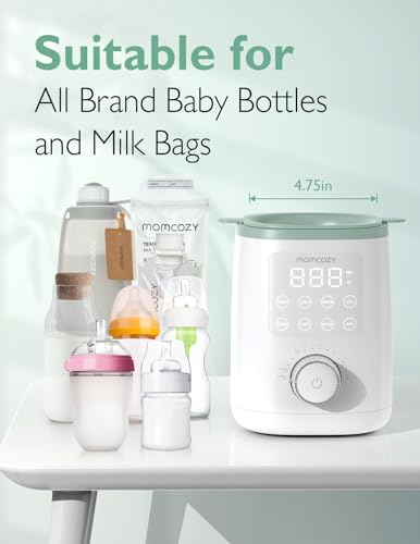 Image of Momcozy Retain Nutrients Bottle Warmer, 9-in-1 Baby Bottle Warmer with Night Light & Momcozy Easy Pour Breastmilk Storage Bag, 8Oz, Temp-Sensing Color Change