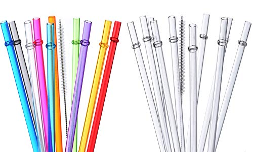 ALINK 10 Tritan Rainbow Pitillos Reutilizables + 10 Claros + Cepillo miniatura 1