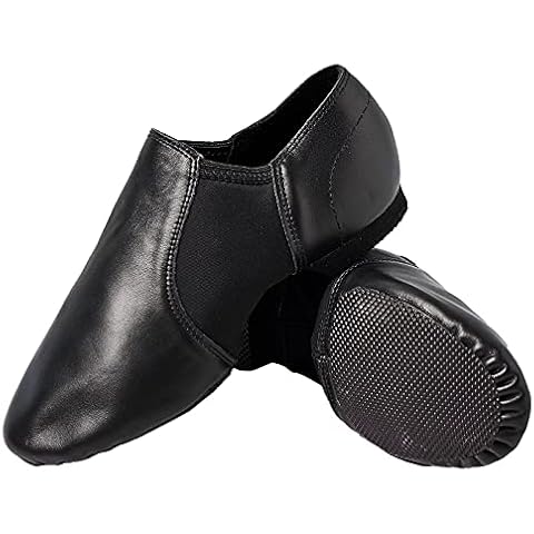s.lemon Jazz Shoe,Genuine Leather Slip On Split Sole Modern & Jazz Dance Shoes for Kids Adult Black 30EU Cover