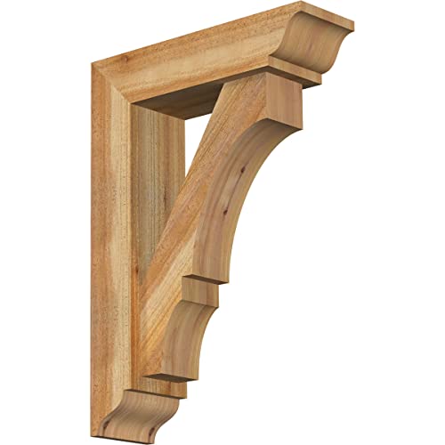 Ekena Millwork BKT0604X20X28BOA01RWR Balboa Traditional Rough Sawn Bracket w/Offset Brace, 20" D x 28" H, Western Red Cedar