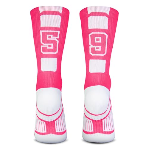 ChalkTalkSPORTS Custom Team Socks - Pink Number Socks | Choose Your Number