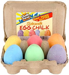 Regal Games Sidewalk Glitter Egg Chalk, 6 Count Chalk, Non-Toxic, Washable, Art Set