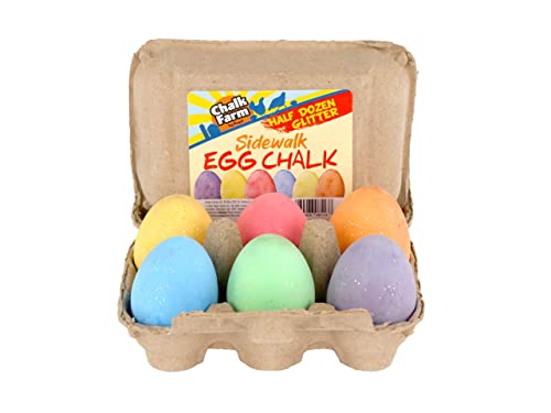 Regal Games Sidewalk Glitter Egg Chalk, 6 Count Chalk, Non-Toxic, Washable, Art Set #TOP23