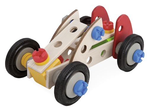 Eichhorn 100039016 - Constructor Rennauto, 50-TLG., Holz-Konstruktions-Set, 3 Verschiedene Modellvarianten baubar, FSC 100% Zertifiziertes Buchenholz, Made in Germany