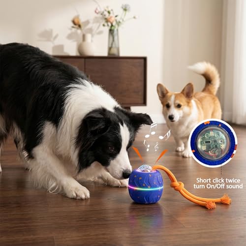 ZEUZPET LED Interactive Dog Ball for Medium and Large Breeds-3 Play Modes to Match Pup's Energy - Erratic Bounce & Roll Action - Safe, Chew-Friendly E-TPU Material (Blue) — view 4