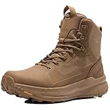 WIDEWAY Men's Lightweight Tactical Boots with Side Zipper, Slip Resistant Work Boots for Men, Sneaker-Like Comfort Military Combat Boots for 12-Hour Shifts, Police, EMS, Motorcycle (Brown)