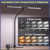 EYOCEAN Schreibtischlampe, Doppelkopf Schreibtischlampe Kinder, Augenschutz Desk Lamp, 16W 72cm Tageslichtlampe Schreibtisch mit Fernbedienung, Dimmbare Monitor Lampe, Schwanenhals Büro Tischlampe – Ansicht 5
