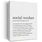 LEXSIVO Social Worker Definition Print Canvas Wall Art Home Office Decor Modern Minimalist Painting 12x15 Canvas Social Work Poster Framed Ready to Hang
