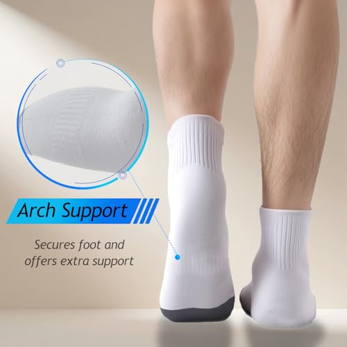 Mens Ankle Socks Athletic Thick Cushioned Running No Show Sports Low Cut White Black Socks，5 Pair Pack4