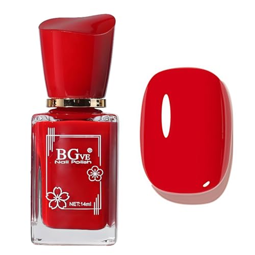 Red Nail Varnish - Quick Dry Nail Polish - Sheer Nail Polish Red High Glossy- Natural Long Lasting nail polish for Women No Required UV/LED
