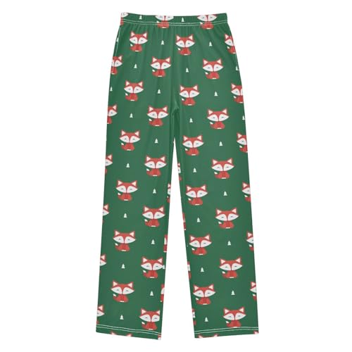 Fox Xmas Tree Boys Long Pants Soft Trousers Elastic Waist Kids Lounge Bottoms with Pockets S-XL