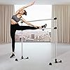 ZELUS Portable Ballet Barre for Home Gym | Freestanding Dance Exercise Equipment for Home Workouts Fitness Flexibility Training with Stretch Band and Tote (5ft, Silver)