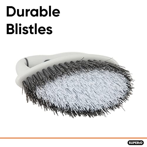 Superio Grout Brush, Dish Brush, Shower Scrubber Cleaning Brush, Stiff Bristles, Comfort Grip Handle, Grey Brush Cleaner For Kitchen, Bathroom, Shower, Sink, Toilet- Vegatable Brush, Carpet Scrubber #TOP2
